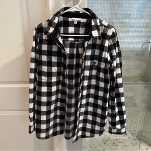 Black & White Warm Fleece Feel Shacket